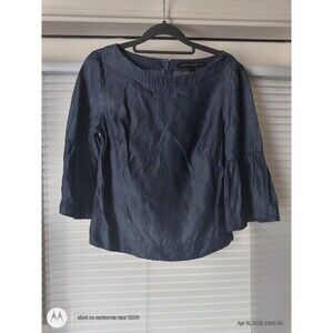 White House Black Market Emma chambray Bell Sleeve Top size 0